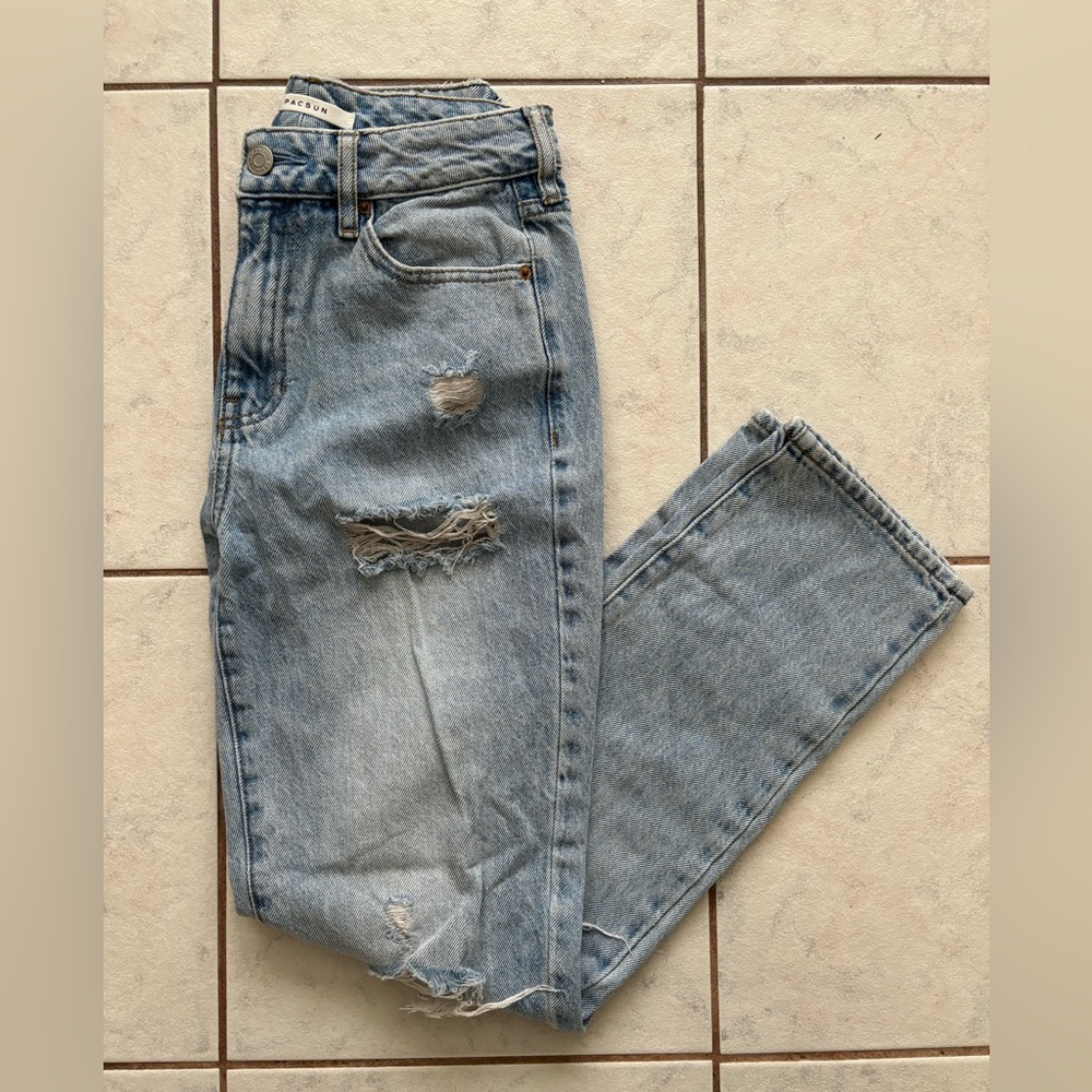 PacSun Light Blue Distressed Mom Jeans